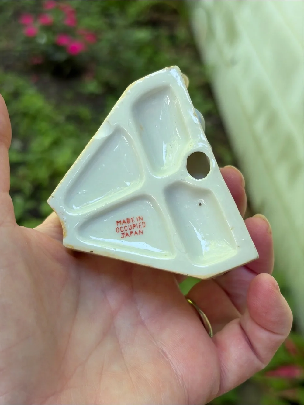 Vtg Occupied Japan Ceramic Cat Clothesline Ashtray Match Holder Rare Mid Century